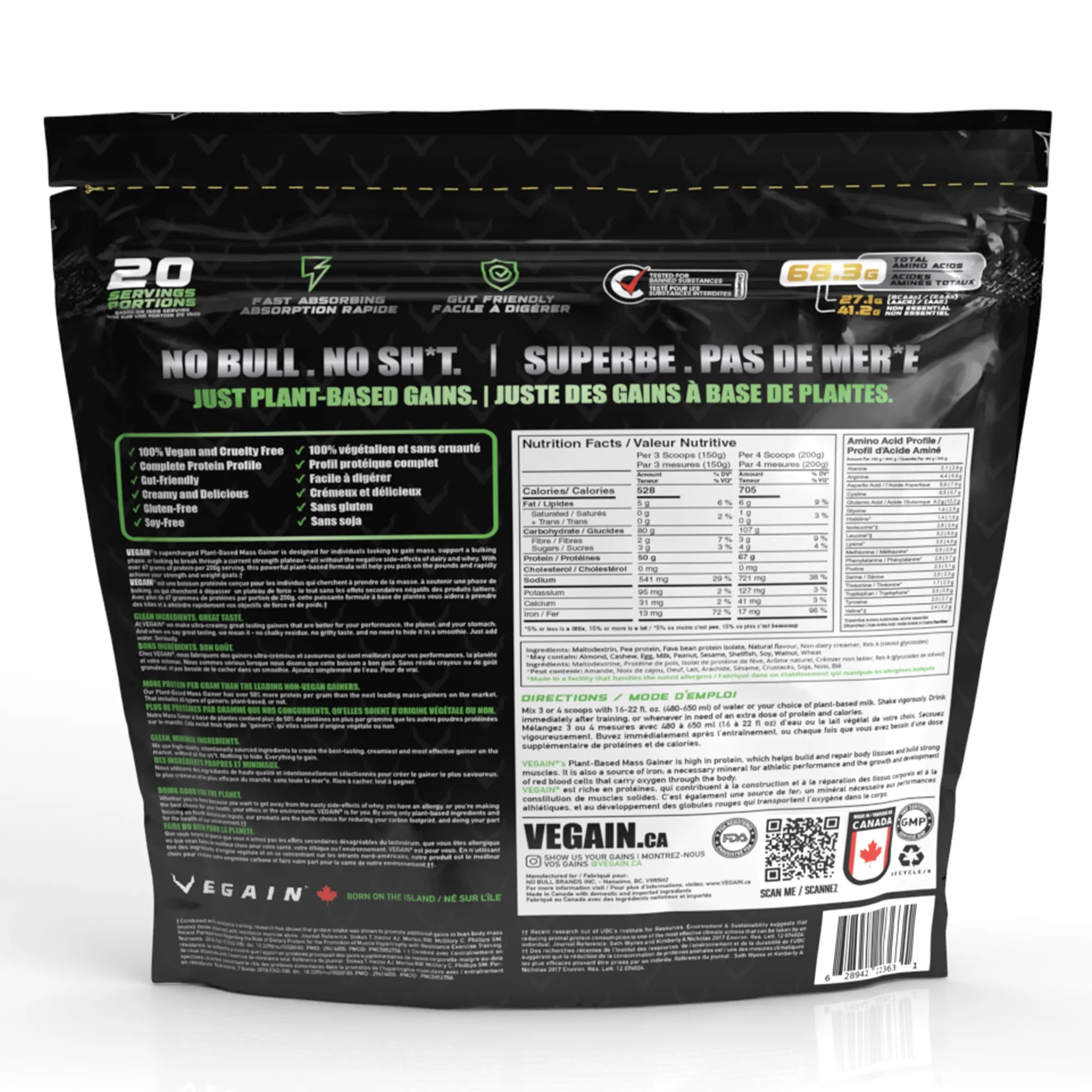 Plant-Based Mass Gainer 6.6lbs (3kg)